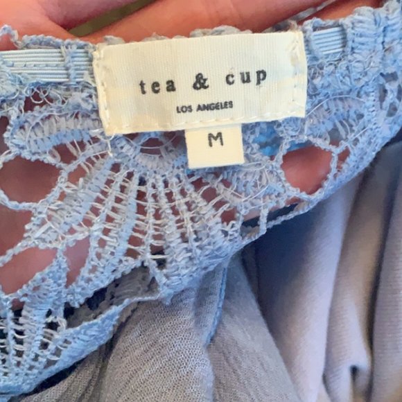 🥑FREE🥑 w/any FP purchase Tea & Cup Crochet Daisy Romper in Periwinkle - Picture 3 of 3